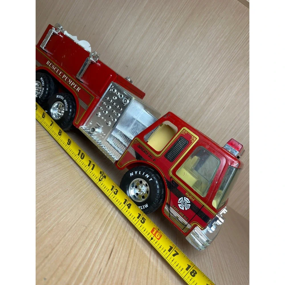 Vintage 80s Nylint Rescue Pumper Fire Truck Red Pressed Steel Metal Muscle Toy